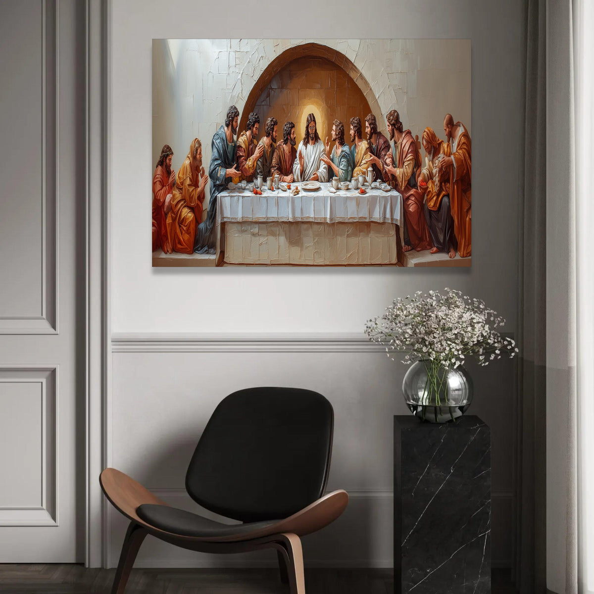 The Last Supper Canvas Wall Art, Biblical Jesus Painting, Religious Christian Wall Decor, Spiritual Home Ready To Hang Decoration