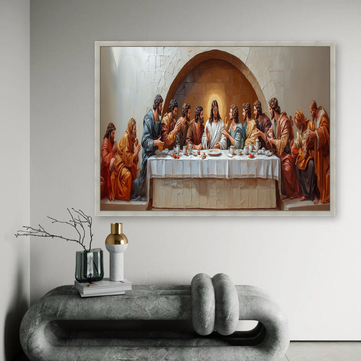 The Last Supper Canvas Wall Art, Biblical Jesus Painting, Religious Christian Wall Decor, Spiritual Home Ready To Hang Decoration