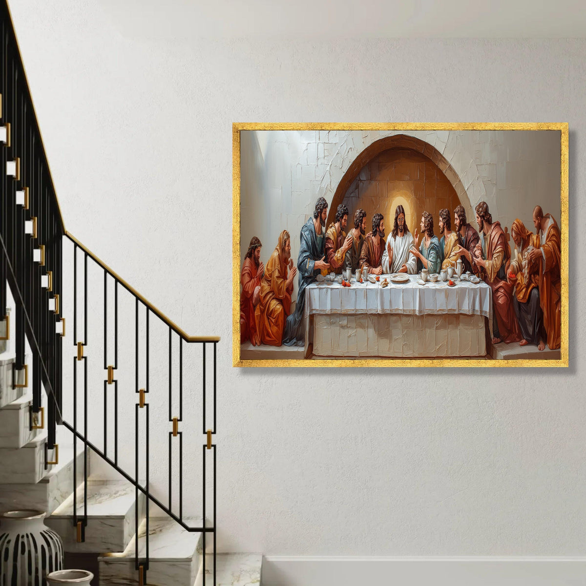 The Last Supper Canvas Wall Art, Biblical Jesus Painting, Religious Christian Wall Decor, Spiritual Home Ready To Hang Decoration