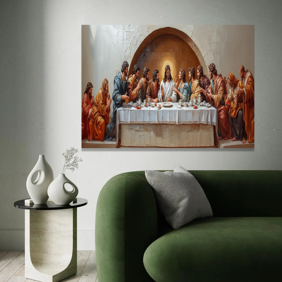 The Last Supper Canvas Wall Art, Biblical Jesus Painting, Religious Christian Wall Decor, Spiritual Home Ready To Hang Decoration