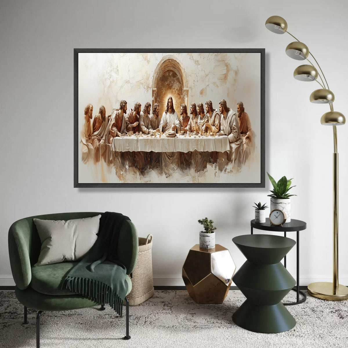 The Last Supper Canvas Wall Art, Religious Christian Decor, Jesus and Disciples Painting, Biblical Story Canvas, Ready To Hang Decoration