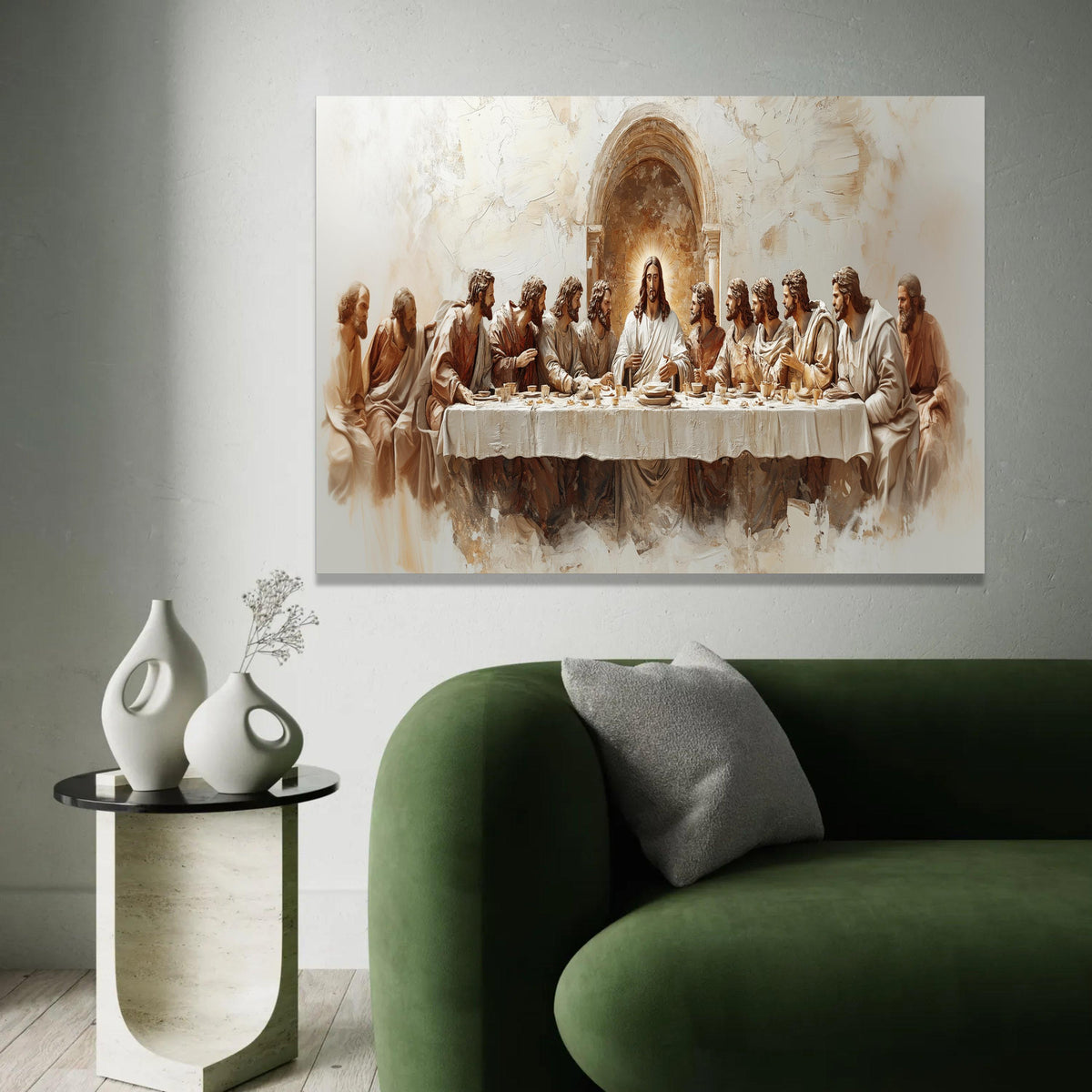 The Last Supper Canvas Wall Art, Religious Christian Decor, Jesus and Disciples Painting, Biblical Story Canvas, Ready To Hang Decoration