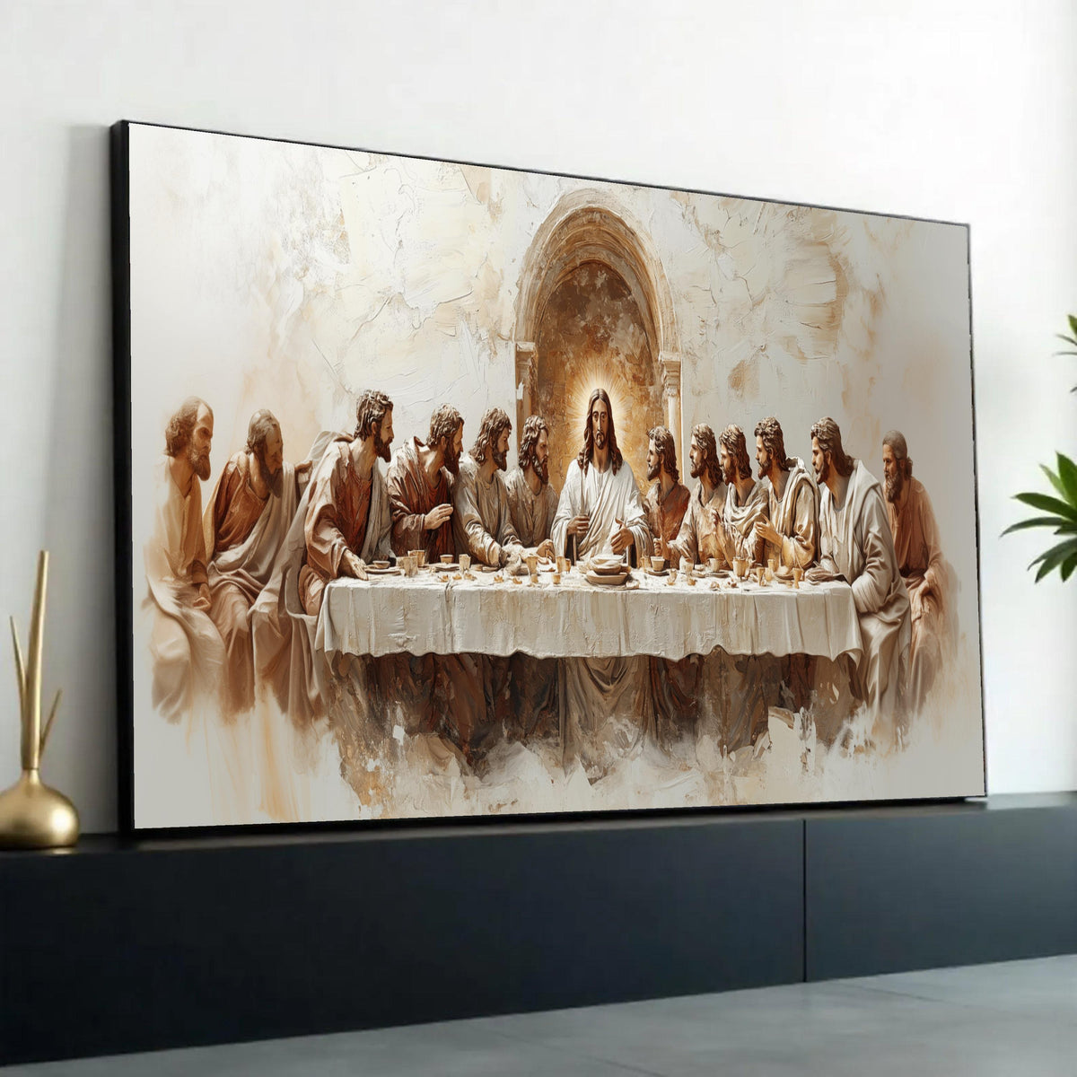 The Last Supper Canvas Wall Art, Religious Christian Decor, Jesus and Disciples Painting, Biblical Story Canvas, Ready To Hang Decoration