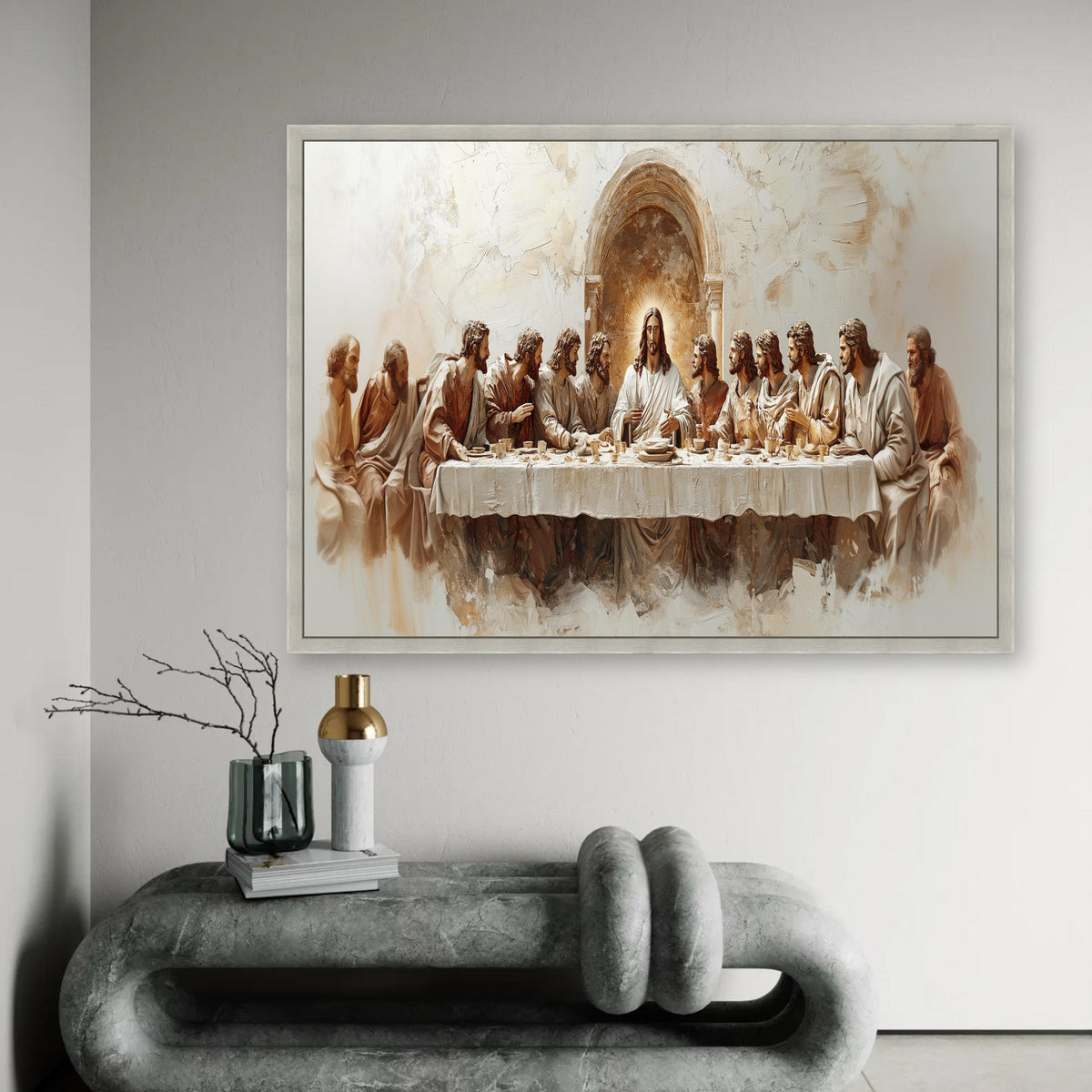 The Last Supper Canvas Wall Art, Religious Christian Decor, Jesus and Disciples Painting, Biblical Story Canvas, Ready To Hang Decoration