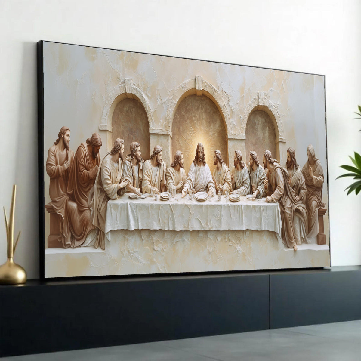 The Last Supper Canvas Wall Art, Religious Biblical Scene, Jesus and Disciples, Spiritual Home Decoration, Ready To Hang Decoration