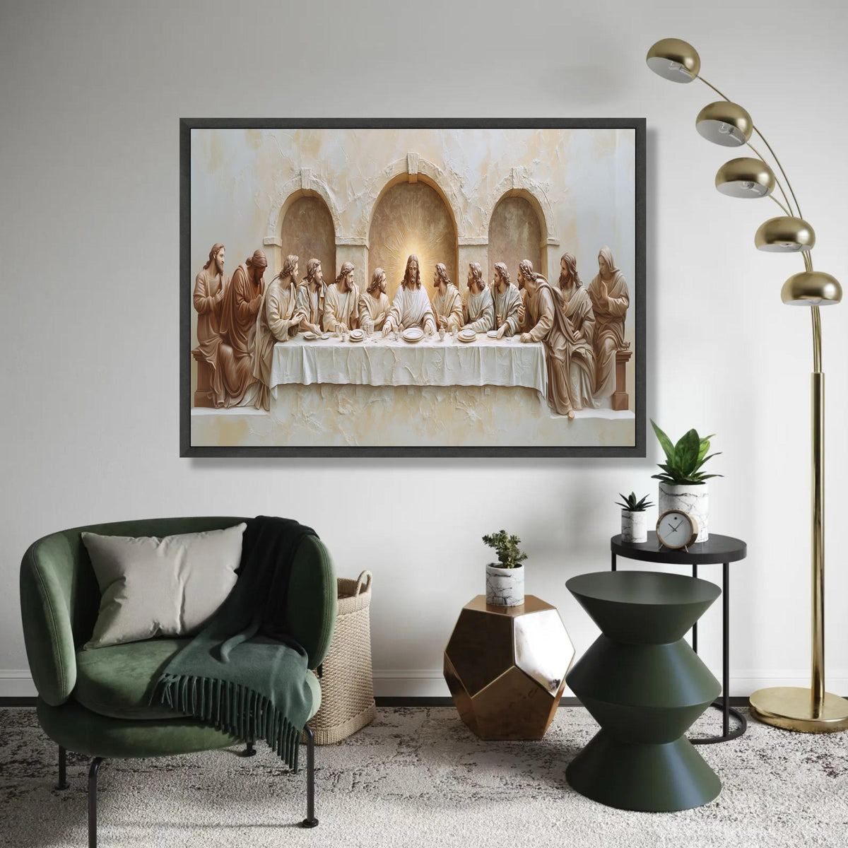 The Last Supper Canvas Wall Art, Religious Biblical Scene, Jesus and Disciples, Spiritual Home Decoration, Ready To Hang Decoration