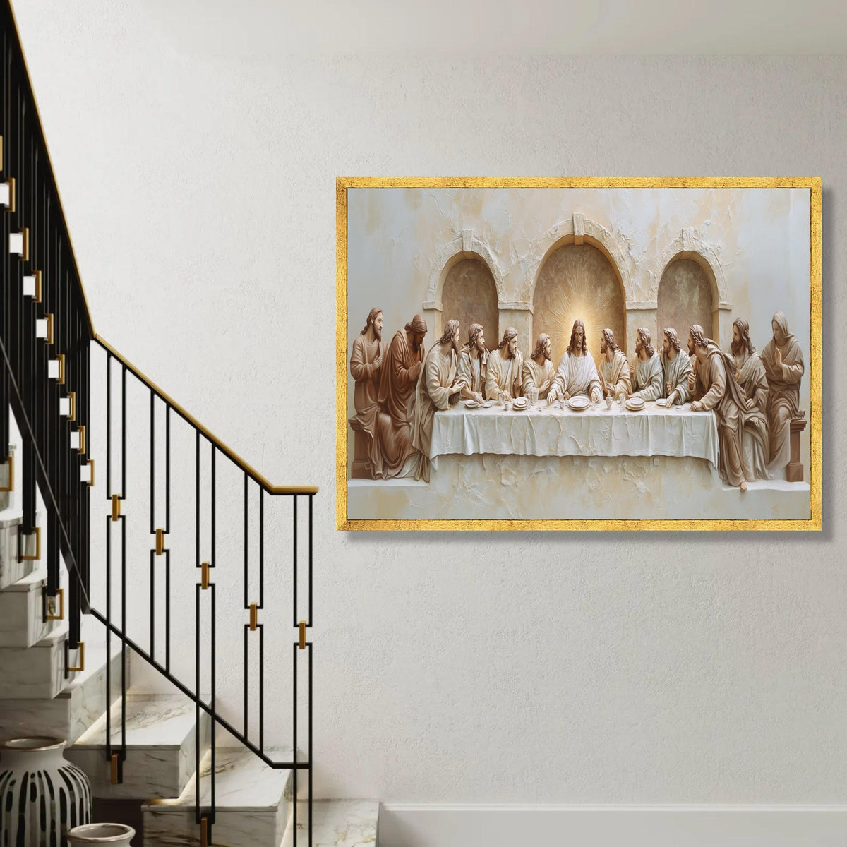 The Last Supper Canvas Wall Art, Religious Biblical Scene, Jesus and Disciples, Spiritual Home Decoration, Ready To Hang Decoration