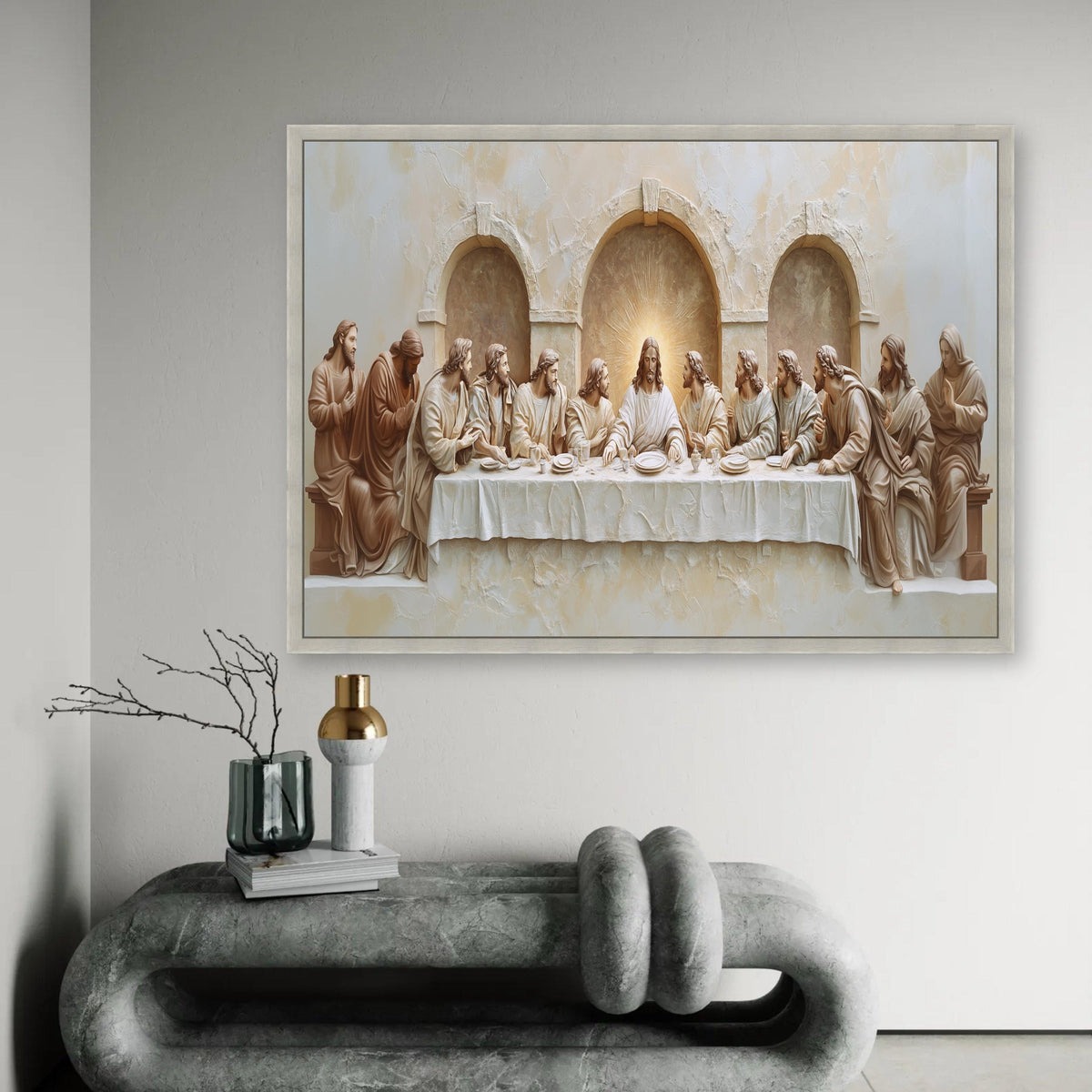 The Last Supper Canvas Wall Art, Religious Biblical Scene, Jesus and Disciples, Spiritual Home Decoration, Ready To Hang Decoration