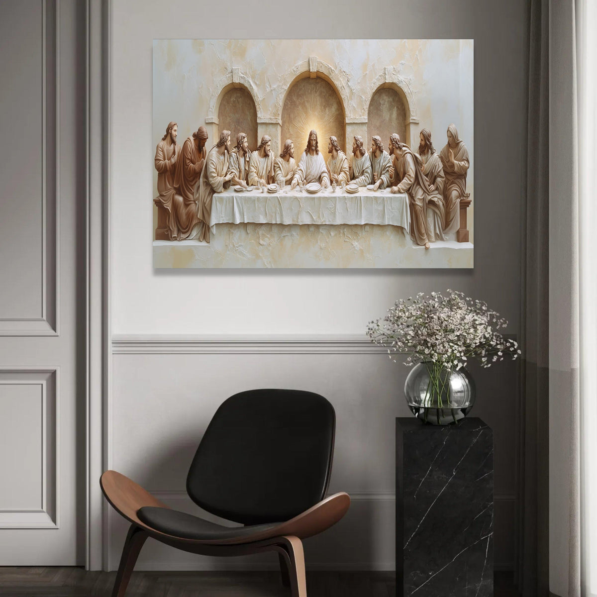 The Last Supper Canvas Wall Art, Religious Biblical Scene, Jesus and Disciples, Spiritual Home Decoration, Ready To Hang Decoration