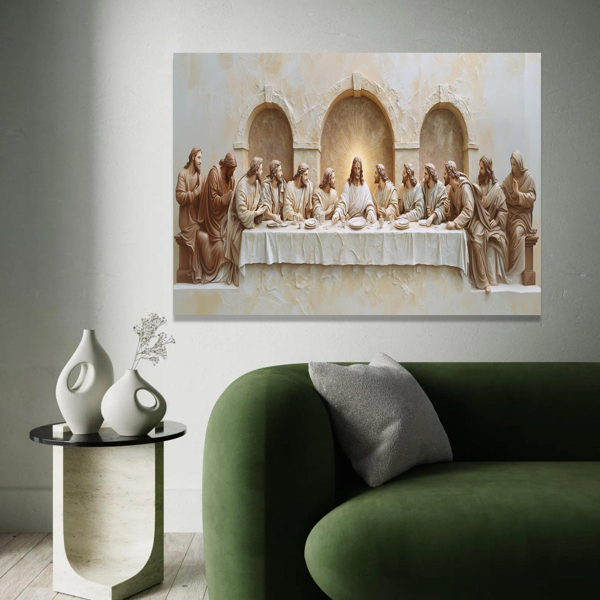 The Last Supper Canvas Wall Art, Religious Biblical Scene, Jesus and Disciples, Spiritual Home Decoration, Ready To Hang Decoration