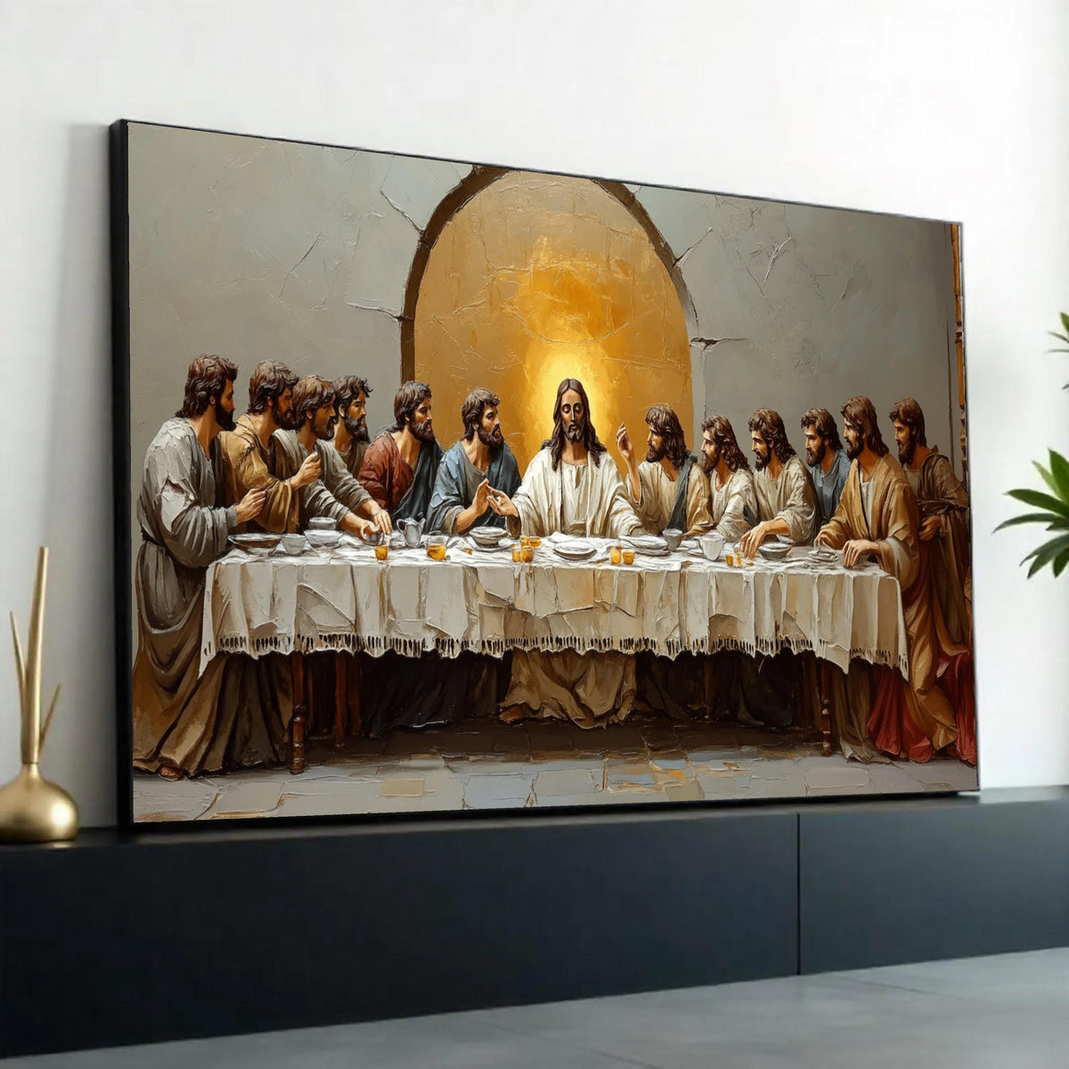 The Last Supper Canvas Wall Art, Religious Christian Painting, Jesus and Disciples Artwork, Spiritual Home Decor, Ready To Hang Decoration