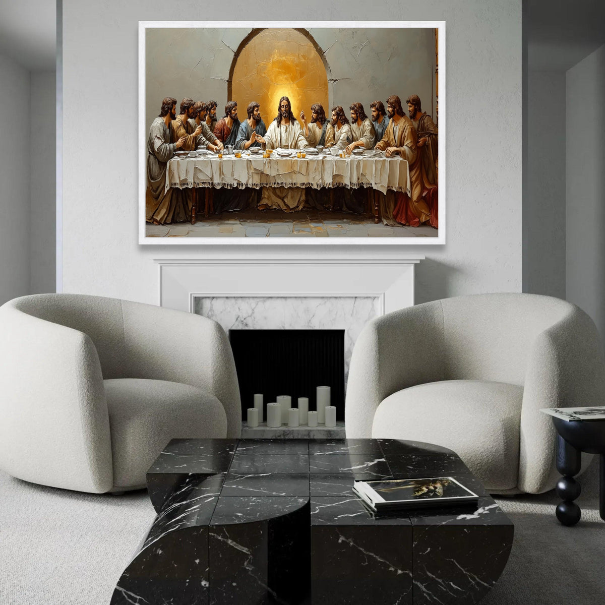 The Last Supper Canvas Wall Art, Religious Christian Painting, Jesus and Disciples Artwork, Spiritual Home Decor, Ready To Hang Decoration