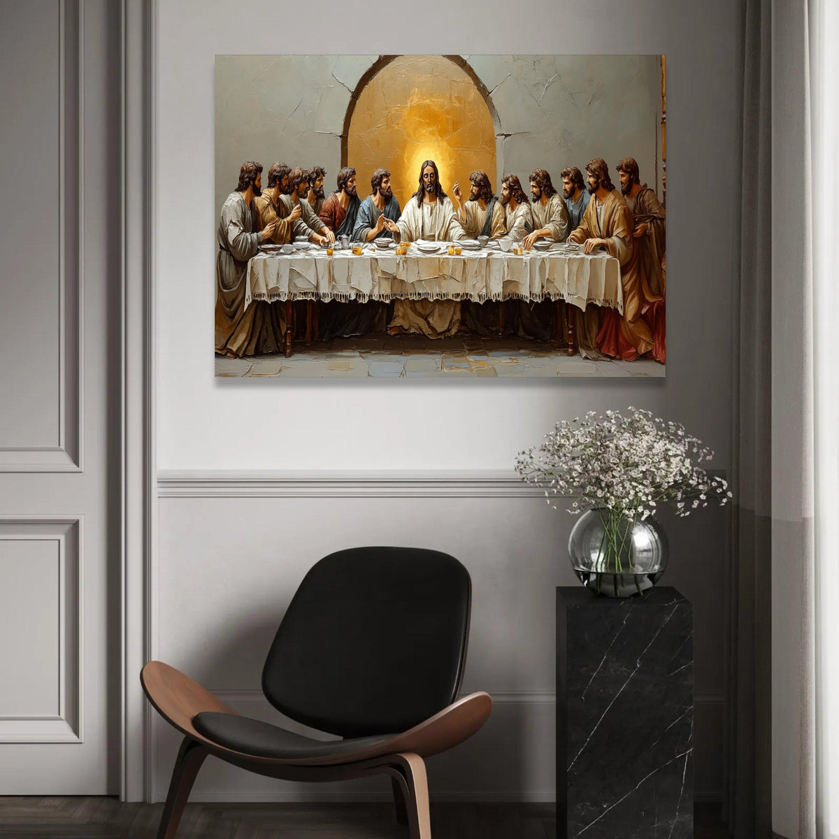 The Last Supper Canvas Wall Art, Religious Christian Painting, Jesus and Disciples Artwork, Spiritual Home Decor, Ready To Hang Decoration