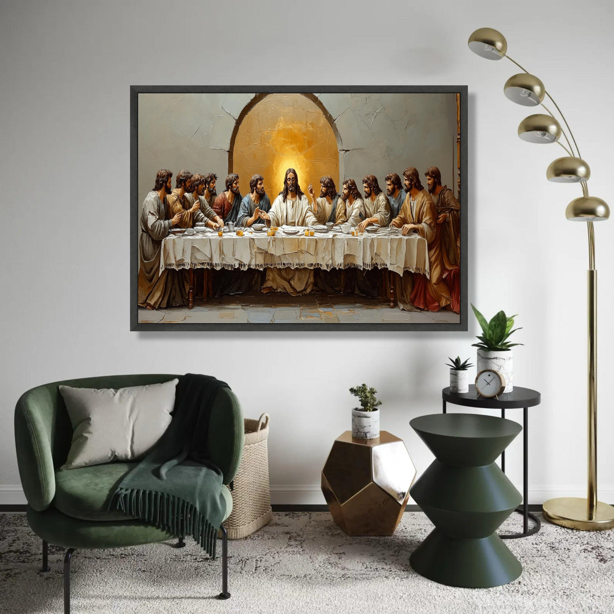 The Last Supper Canvas Wall Art, Religious Christian Painting, Jesus and Disciples Artwork, Spiritual Home Decor, Ready To Hang Decoration