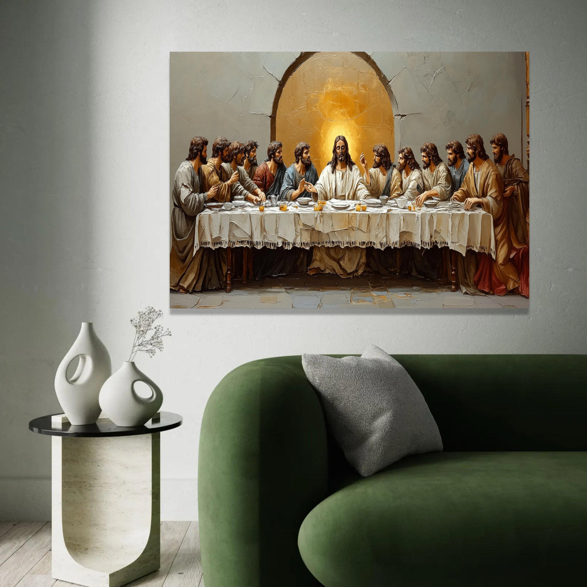 The Last Supper Canvas Wall Art, Religious Christian Painting, Jesus and Disciples Artwork, Spiritual Home Decor, Ready To Hang Decoration