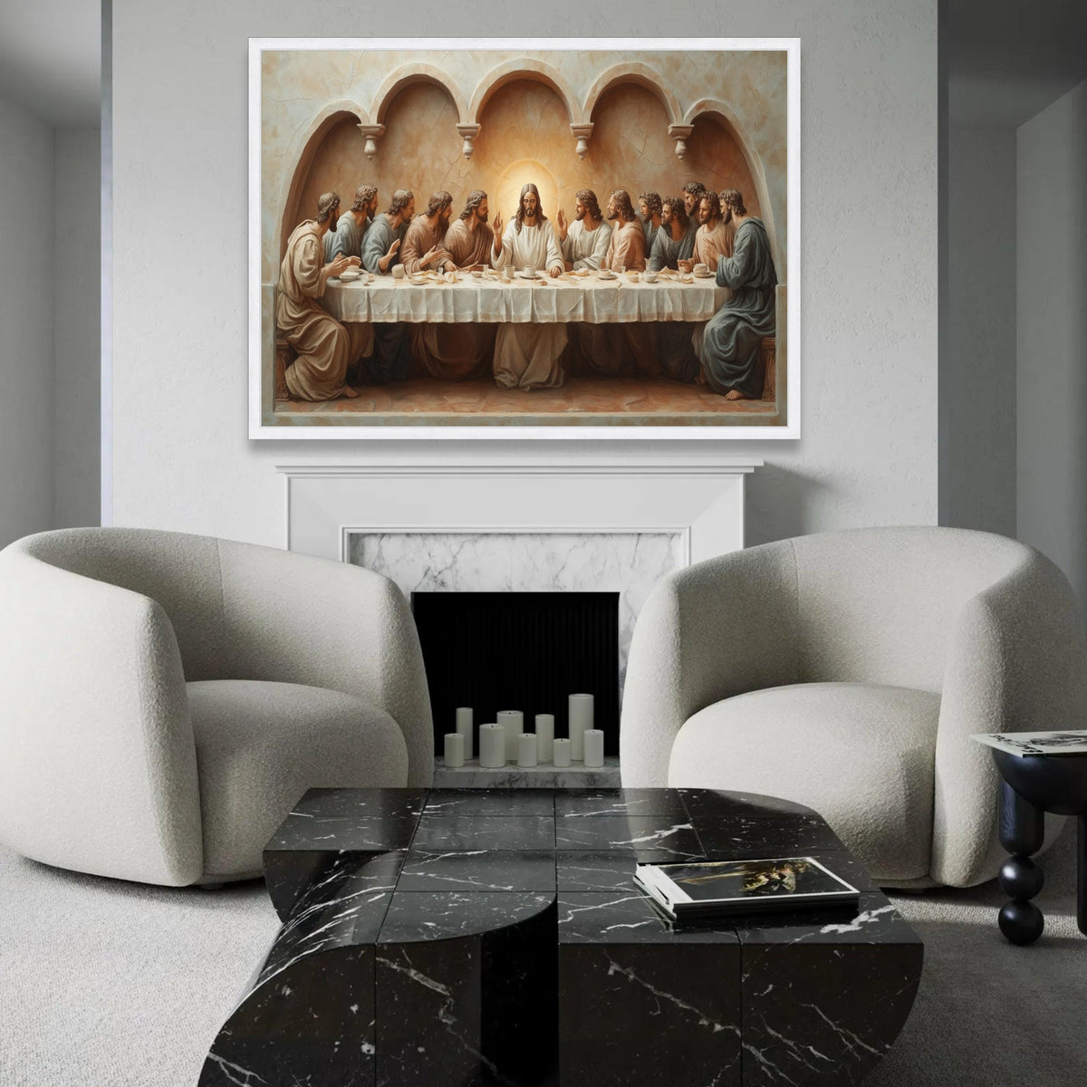 The Last Supper Canvas Wall Art, Religious Christian Painting, Jesus and Apostles Artwork, Biblical Decor for Home, Ready To Hang Decoration