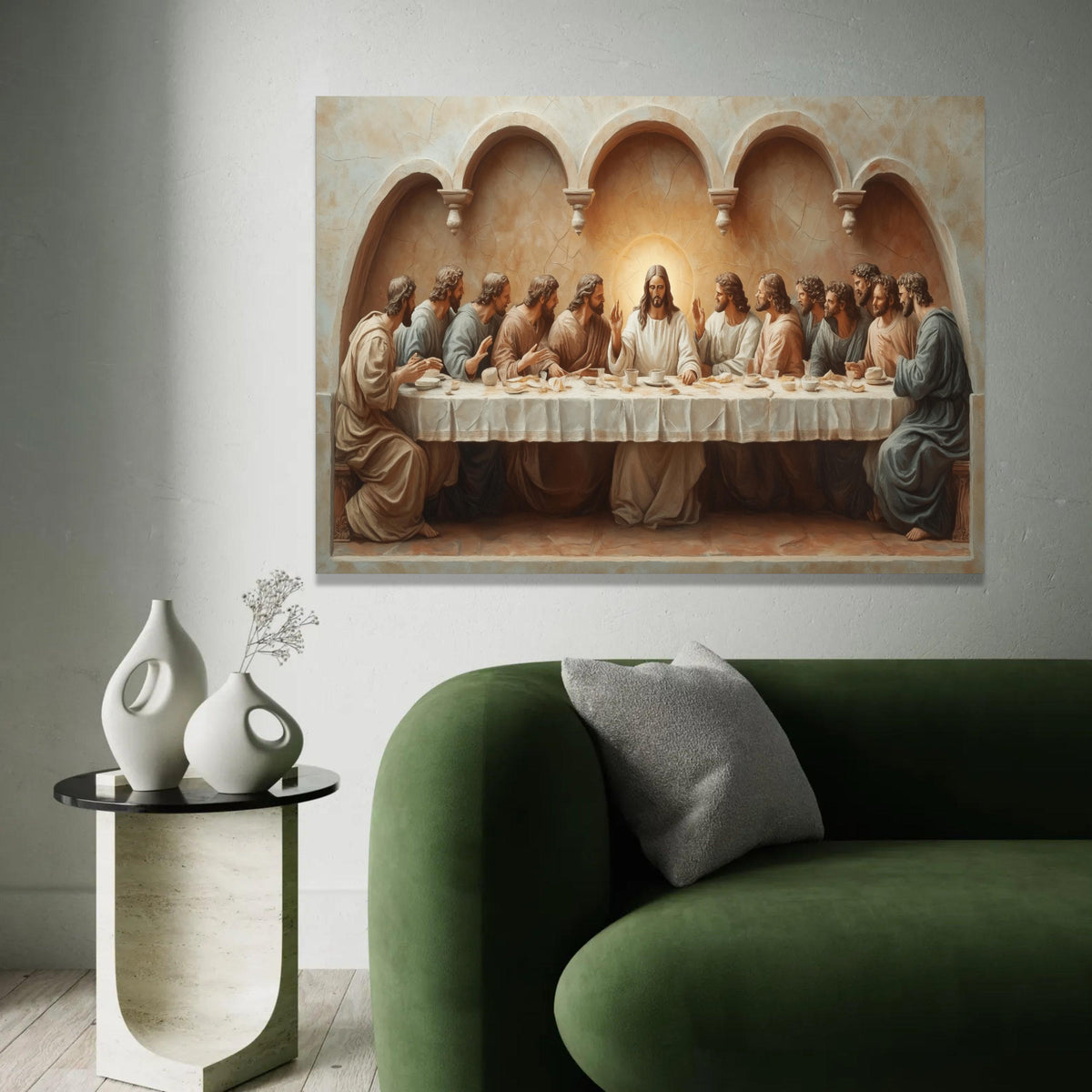 The Last Supper Canvas Wall Art, Religious Christian Painting, Jesus and Apostles Artwork, Biblical Decor for Home, Ready To Hang Decoration