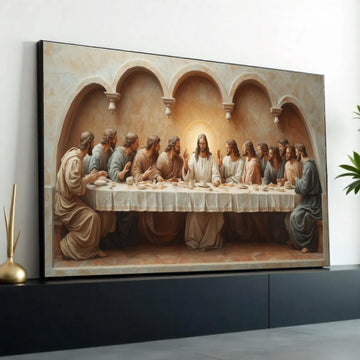 The Last Supper Canvas Wall Art, Religious Christian Painting, Jesus and Apostles Artwork, Biblical Decor for Home, Ready To Hang Decoration