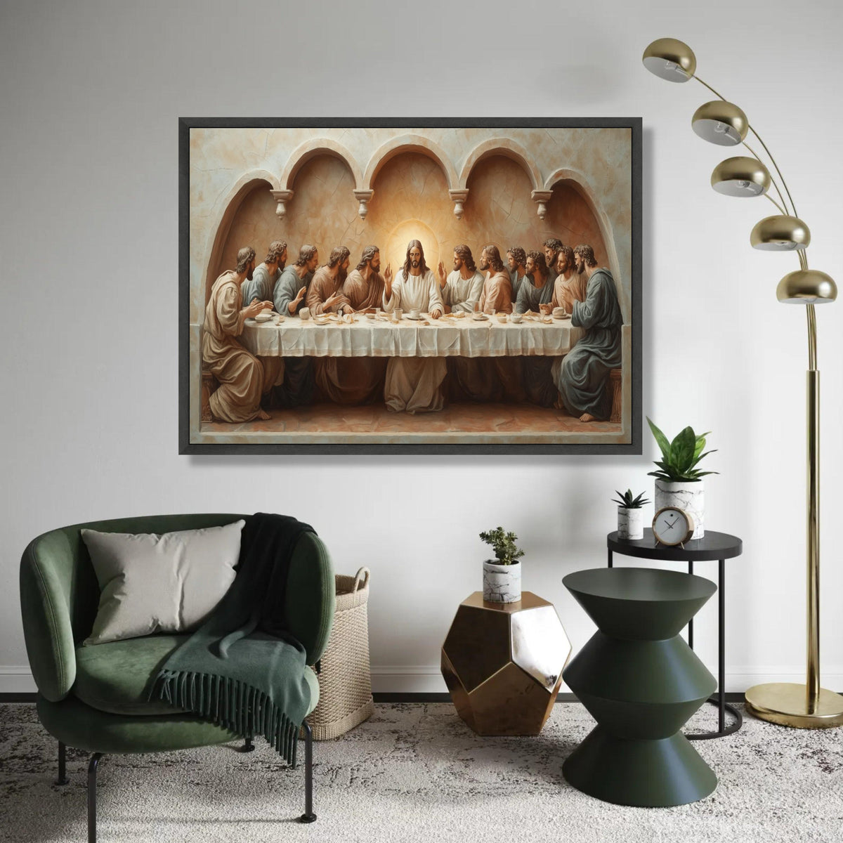 The Last Supper Canvas Wall Art, Religious Christian Painting, Jesus and Apostles Artwork, Biblical Decor for Home, Ready To Hang Decoration