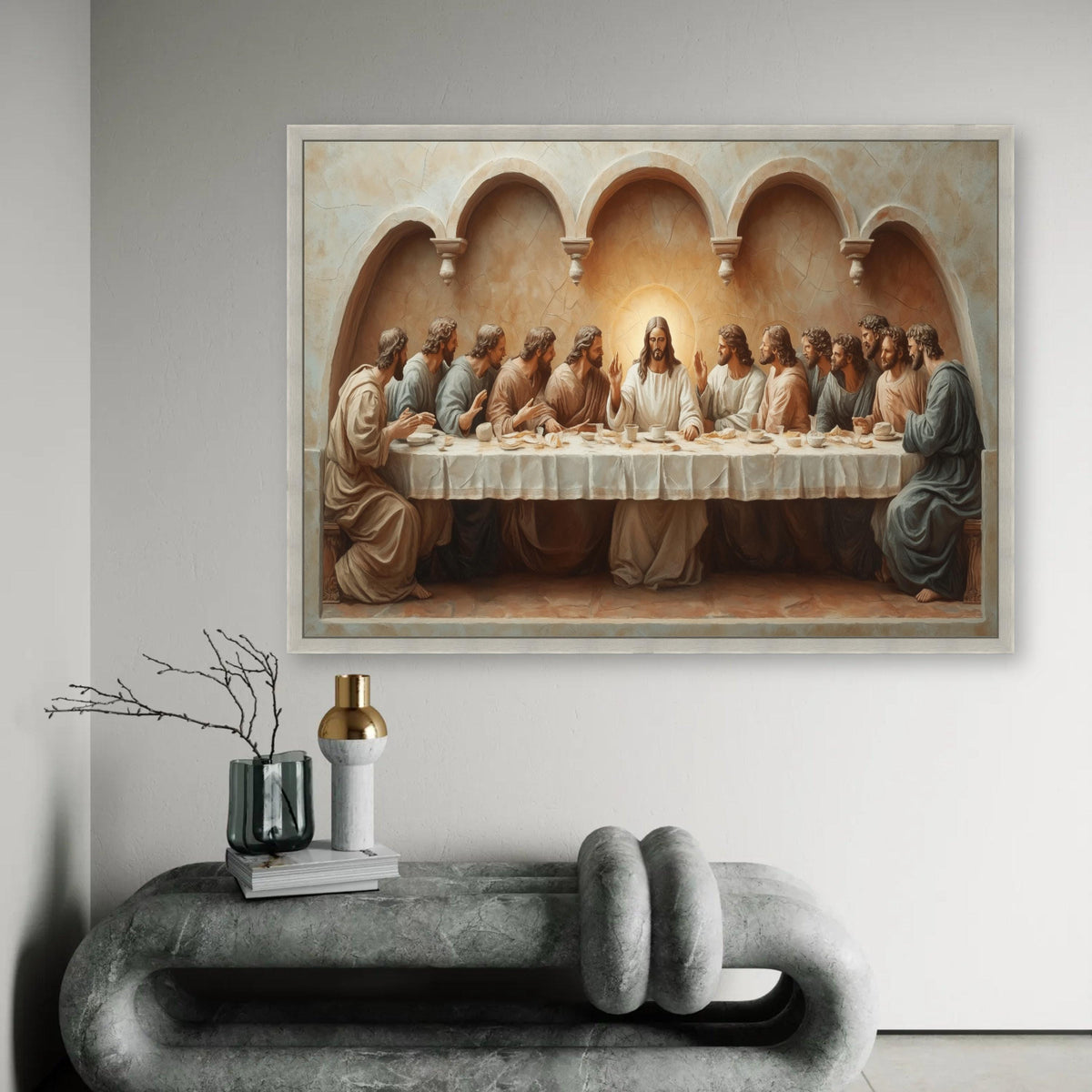 The Last Supper Canvas Wall Art, Religious Christian Painting, Jesus and Apostles Artwork, Biblical Decor for Home, Ready To Hang Decoration