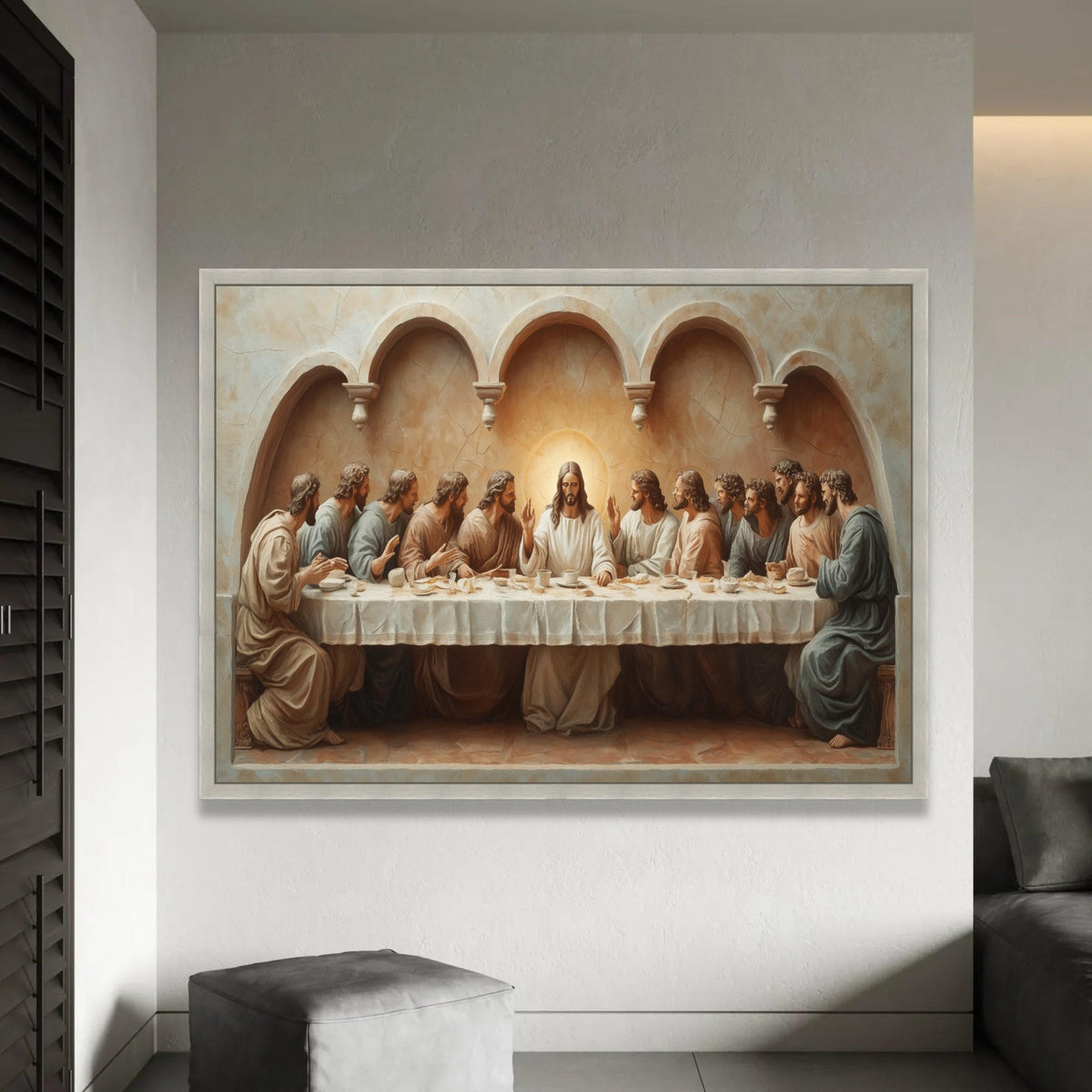 The Last Supper Canvas Wall Art, Religious Christian Painting, Jesus and Apostles Artwork, Biblical Decor for Home, Ready To Hang Decoration