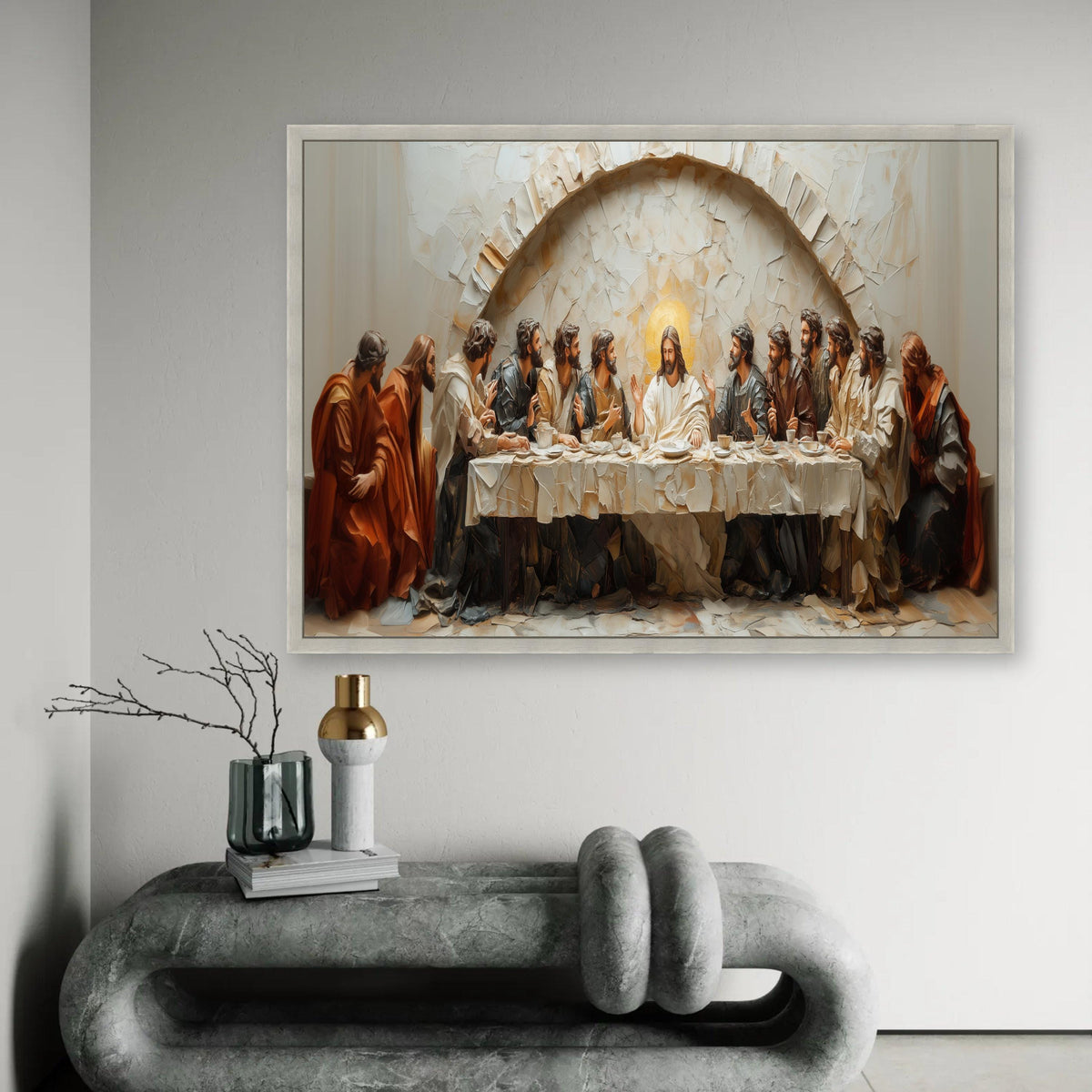 The Last Supper Canvas Wall Art, Religious Christian Decor, Jesus and Apostles Painting, Spiritual Home Decoration, Ready To Hang Decoration