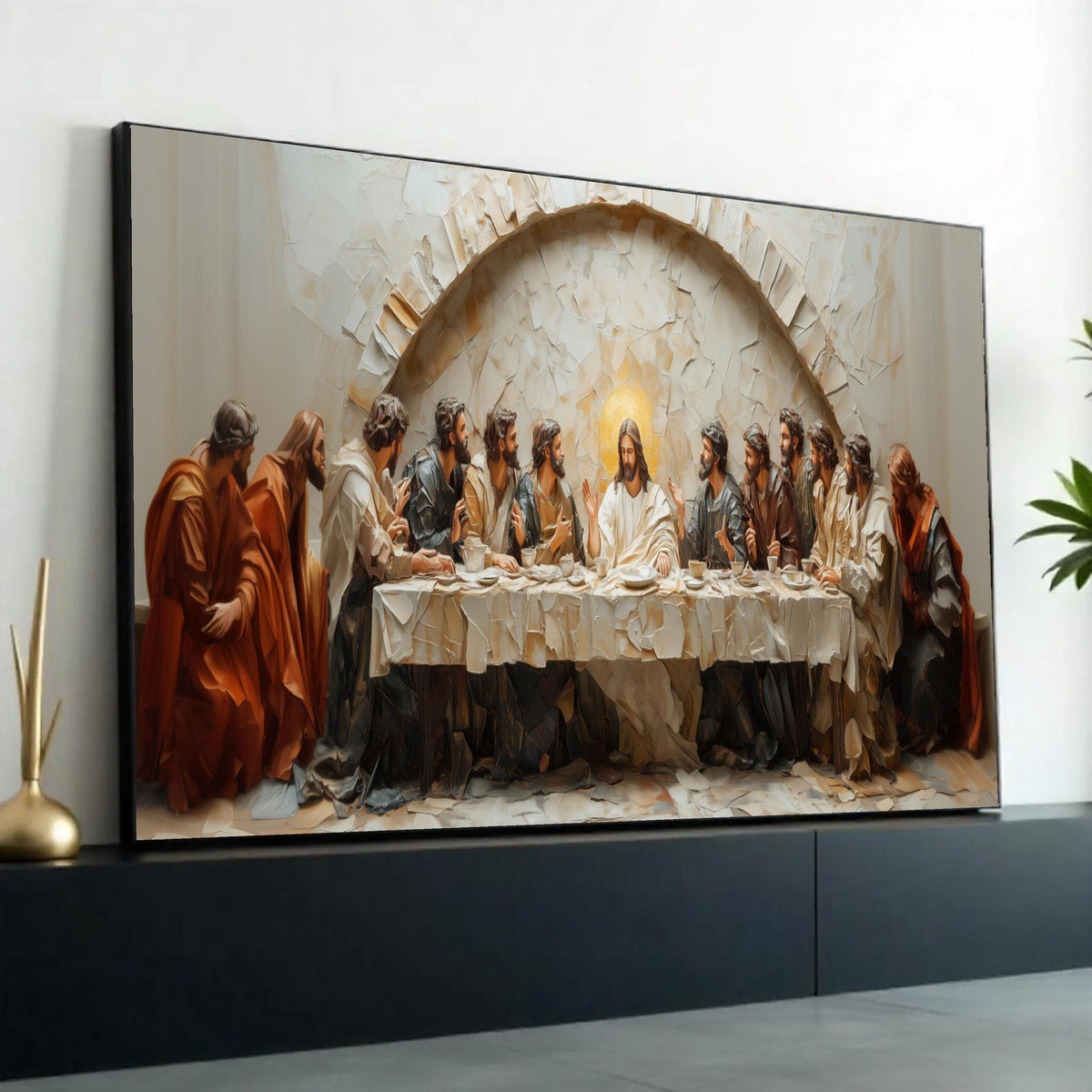 The Last Supper Canvas Wall Art, Religious Christian Decor, Jesus and Apostles Painting, Spiritual Home Decoration, Ready To Hang Decoration