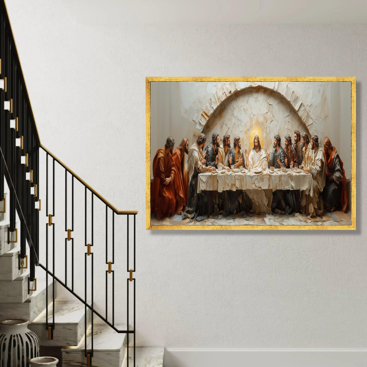 The Last Supper Canvas Wall Art, Religious Christian Decor, Jesus and Apostles Painting, Spiritual Home Decoration, Ready To Hang Decoration