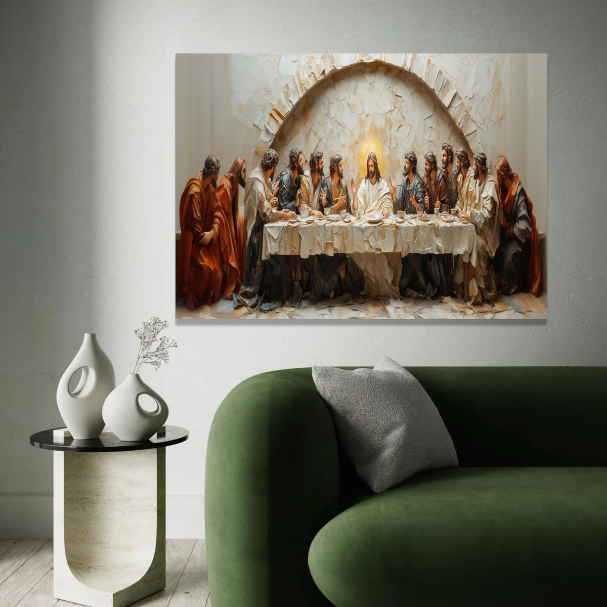 The Last Supper Canvas Wall Art, Religious Christian Decor, Jesus and Apostles Painting, Spiritual Home Decoration, Ready To Hang Decoration