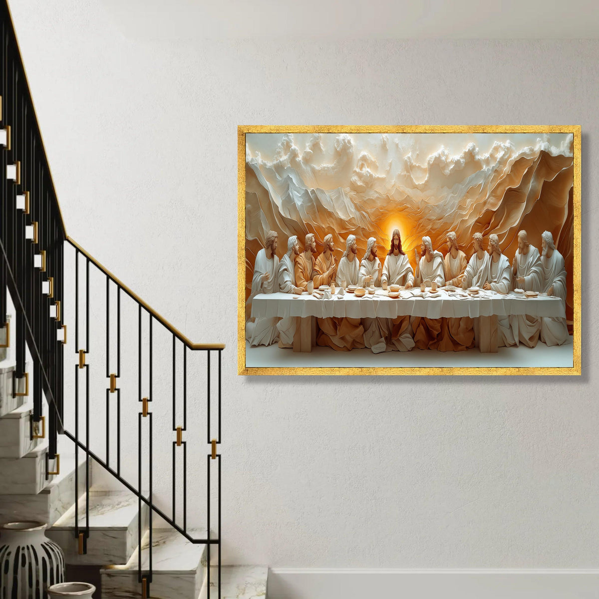 12 Apostles, The Last Supper Canvas Wall Art, Jesus and Disciples Religious Canvas, Christian Spiritual Wall Decor, Ready To Hang Decoration