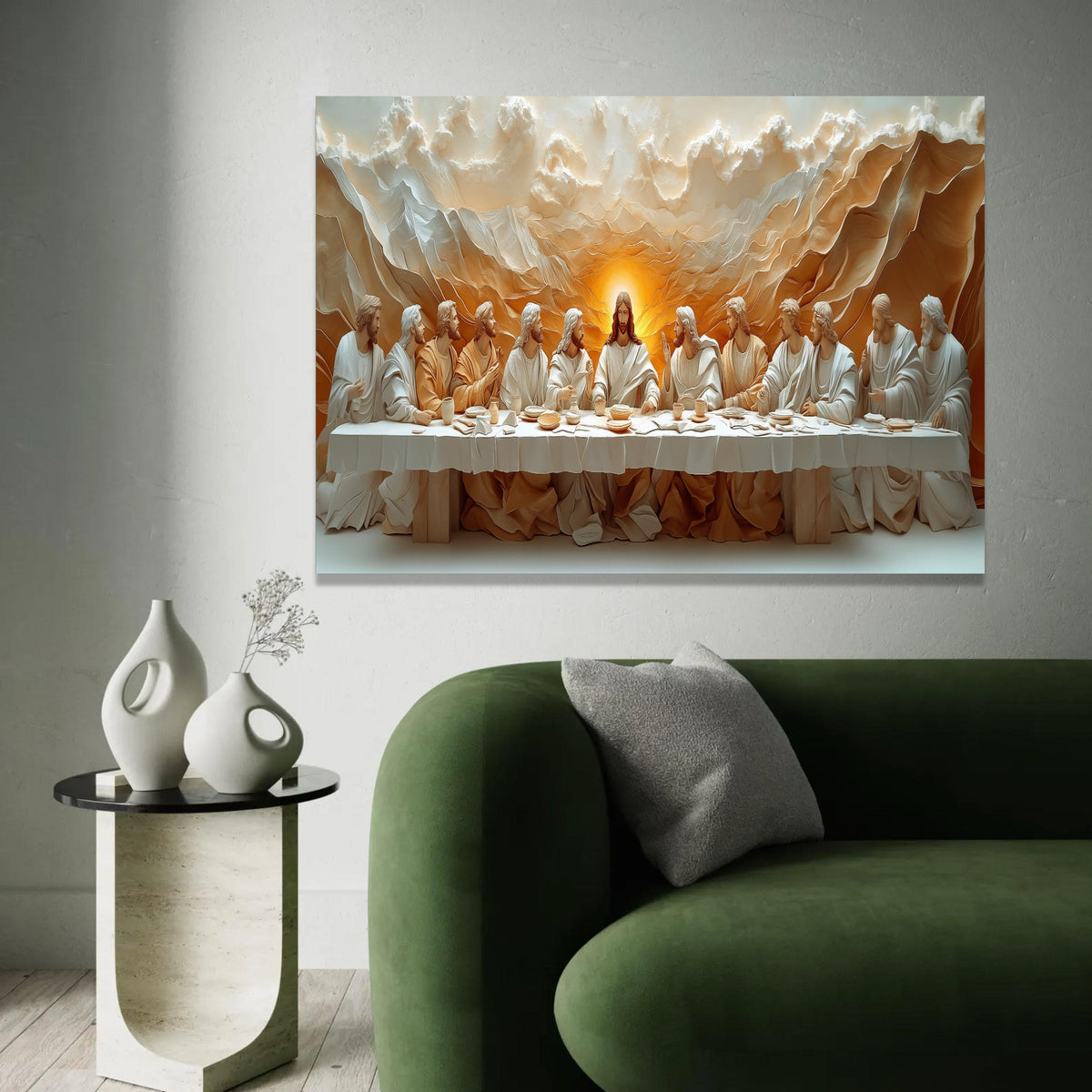 12 Apostles, The Last Supper Canvas Wall Art, Jesus and Disciples Religious Canvas, Christian Spiritual Wall Decor, Ready To Hang Decoration