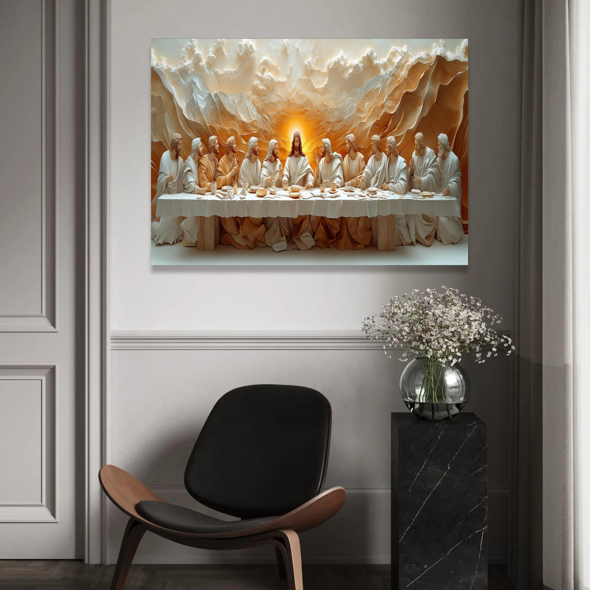 12 Apostles, The Last Supper Canvas Wall Art, Jesus and Disciples Religious Canvas, Christian Spiritual Wall Decor, Ready To Hang Decoration