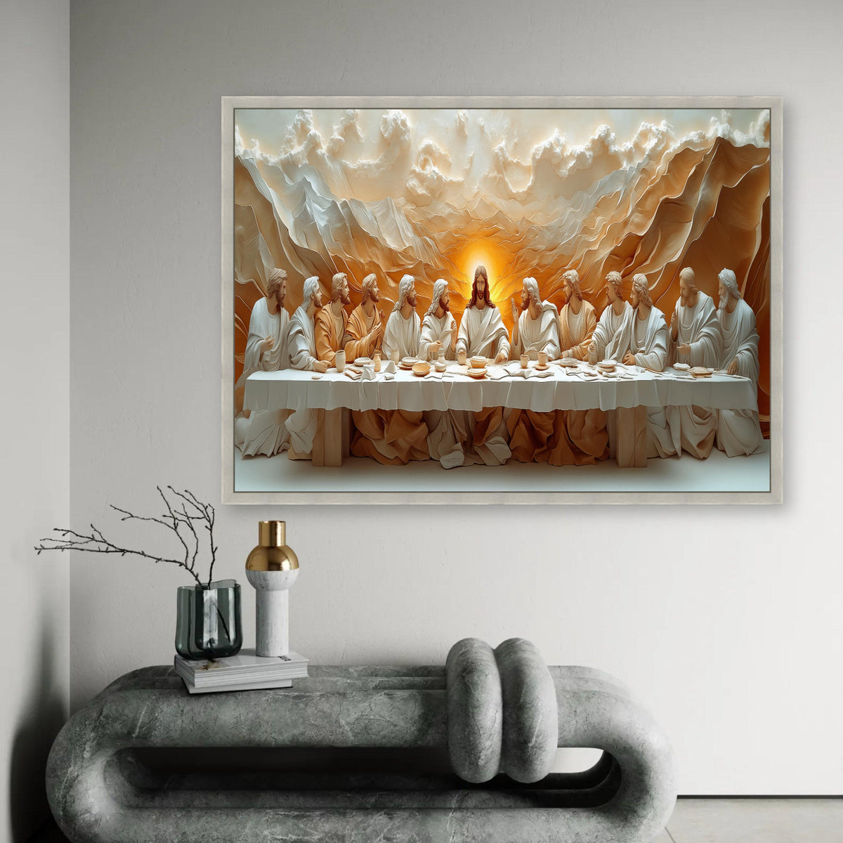 12 Apostles, The Last Supper Canvas Wall Art, Jesus and Disciples Religious Canvas, Christian Spiritual Wall Decor, Ready To Hang Decoration