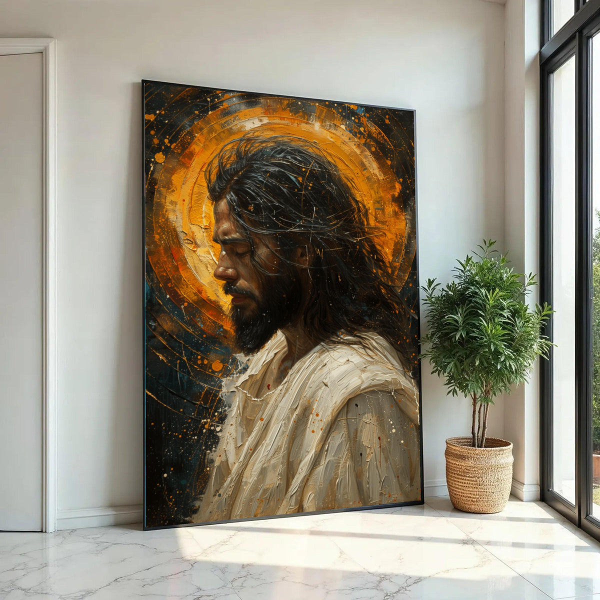 Spiritual Jesus Portrait Canvas, Religious Wall Art, Christian Home Decor, Inspirational Canvas Painting, Prayer Ready To Hang Decoration