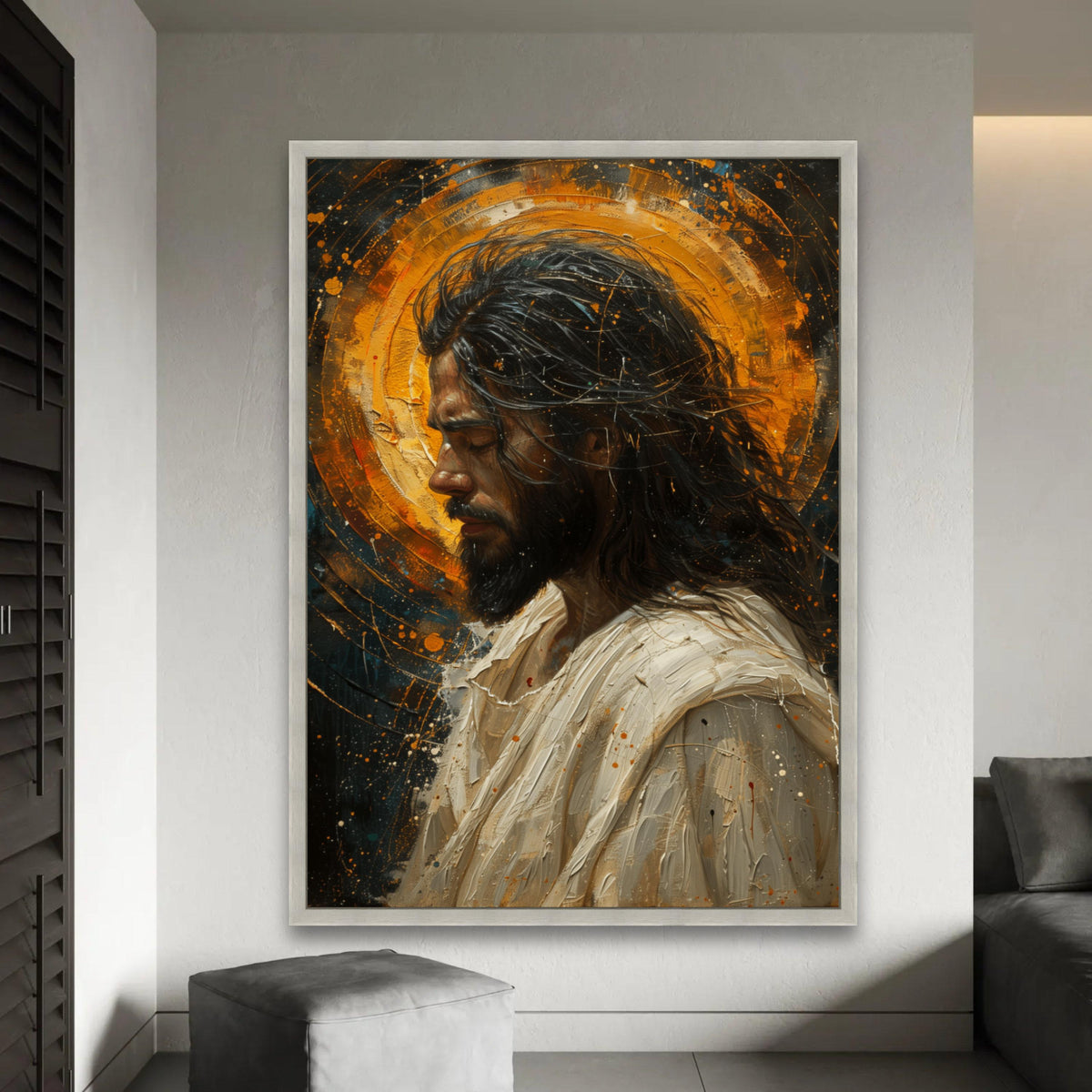 Spiritual Jesus Portrait Canvas, Religious Wall Art, Christian Home Decor, Inspirational Canvas Painting, Prayer Ready To Hang Decoration