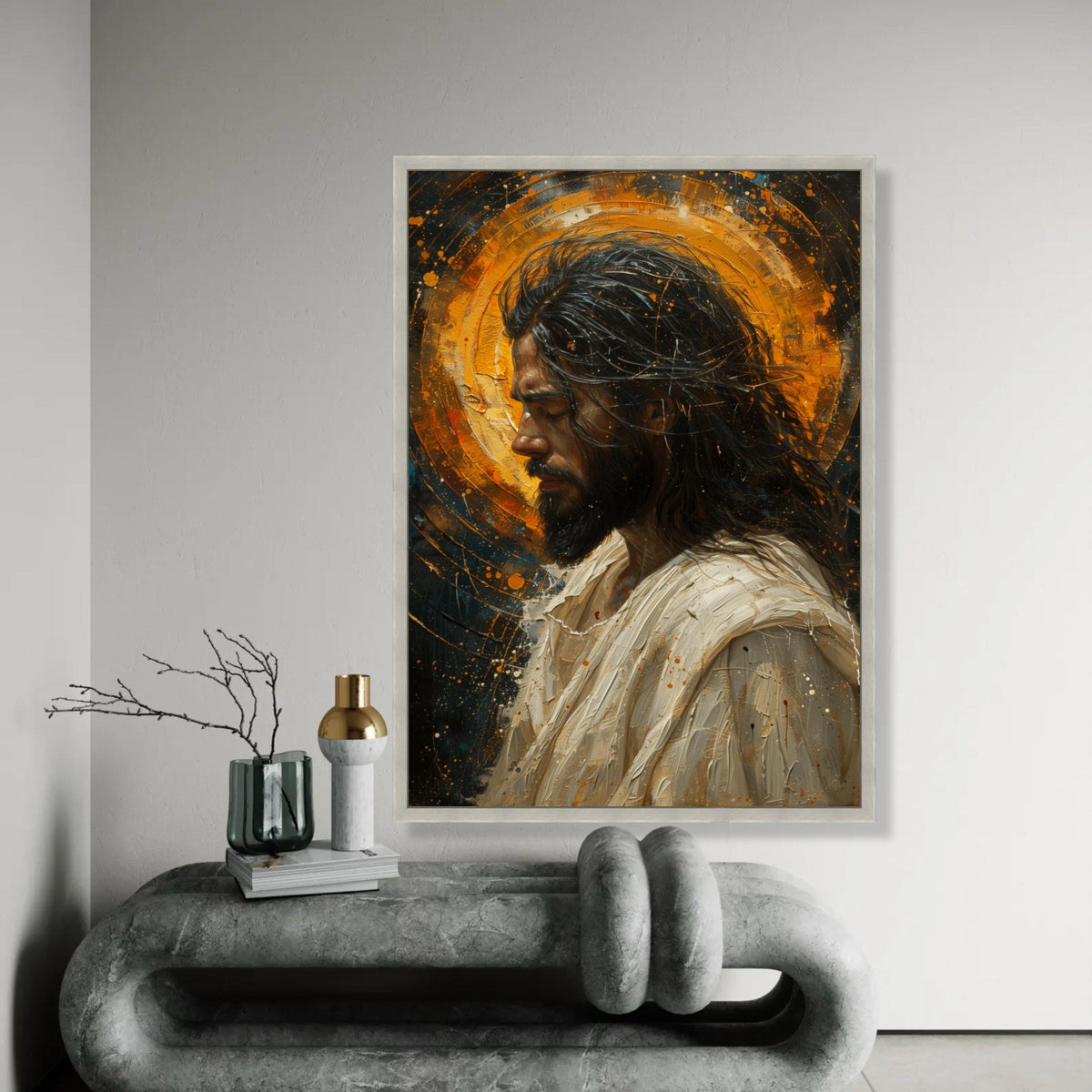 Spiritual Jesus Portrait Canvas, Religious Wall Art, Christian Home Decor, Inspirational Canvas Painting, Prayer Ready To Hang Decoration