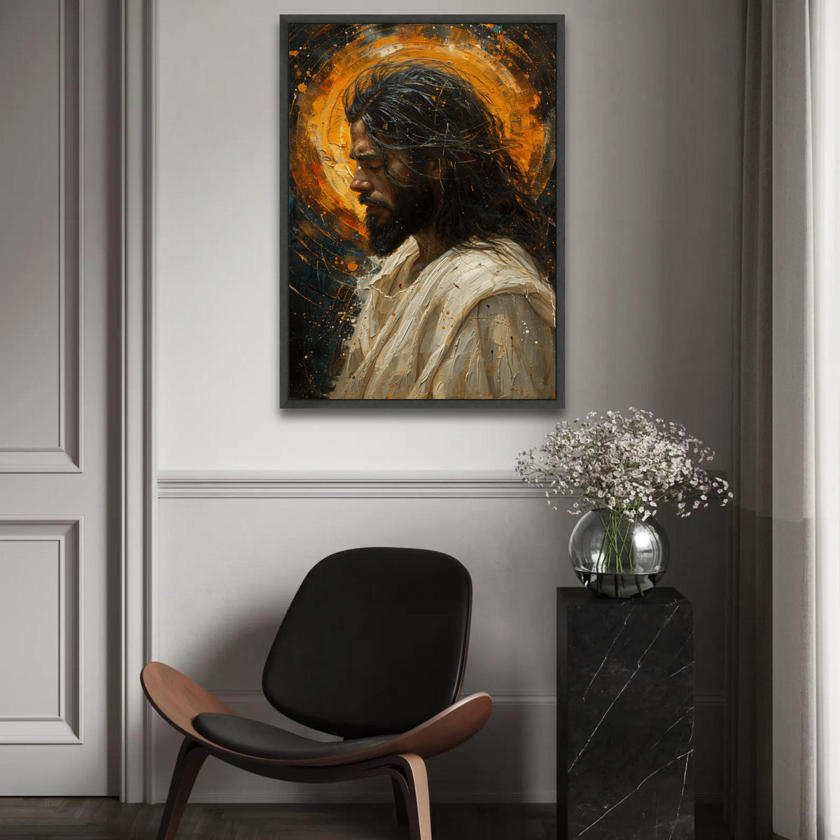 Spiritual Jesus Portrait Canvas, Religious Wall Art, Christian Home Decor, Inspirational Canvas Painting, Prayer Ready To Hang Decoration