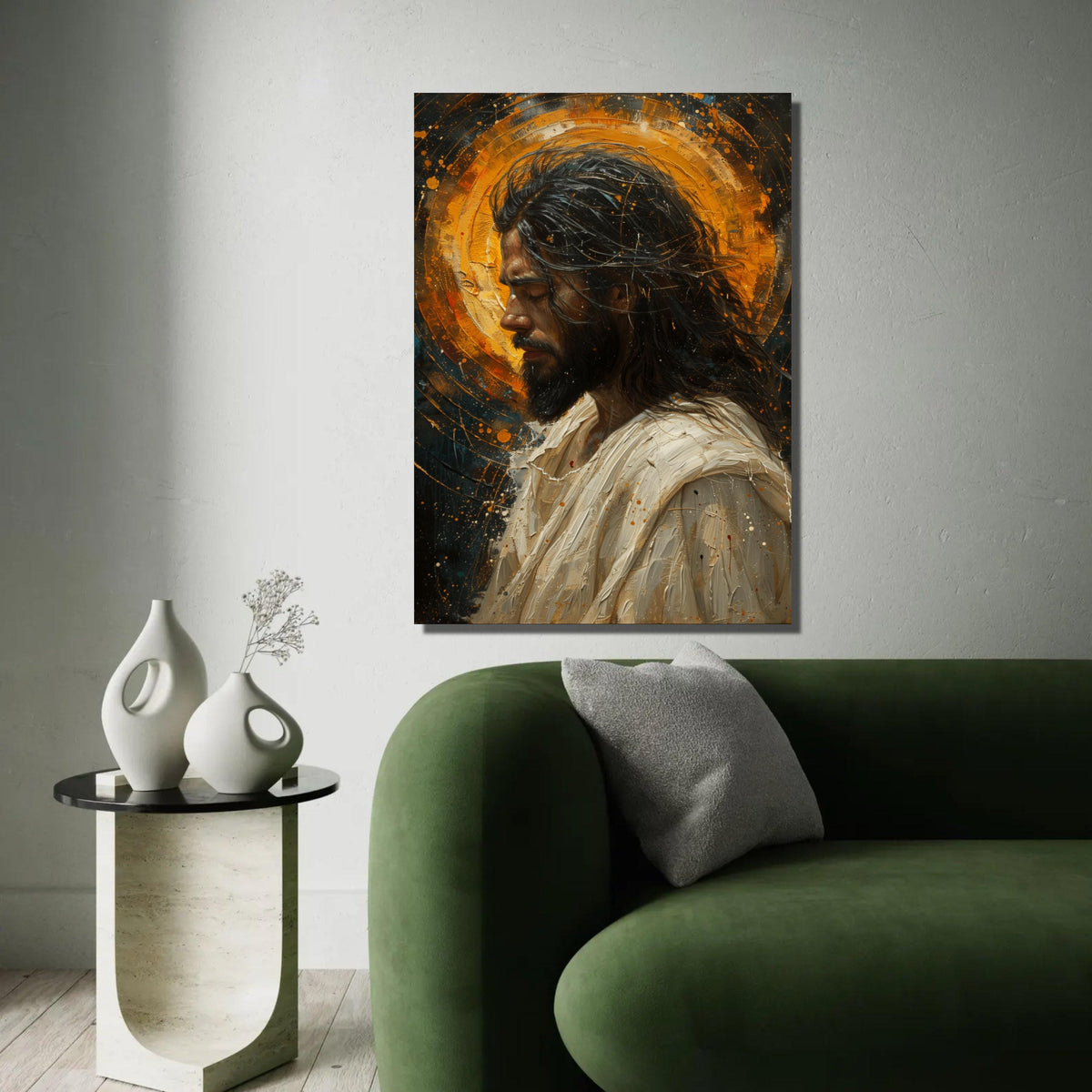 Spiritual Jesus Portrait Canvas, Religious Wall Art, Christian Home Decor, Inspirational Canvas Painting, Prayer Ready To Hang Decoration