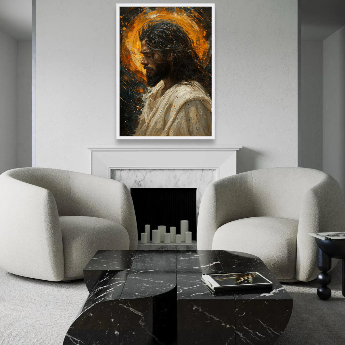 Spiritual Jesus Portrait Canvas, Religious Wall Art, Christian Home Decor, Inspirational Canvas Painting, Prayer Ready To Hang Decoration