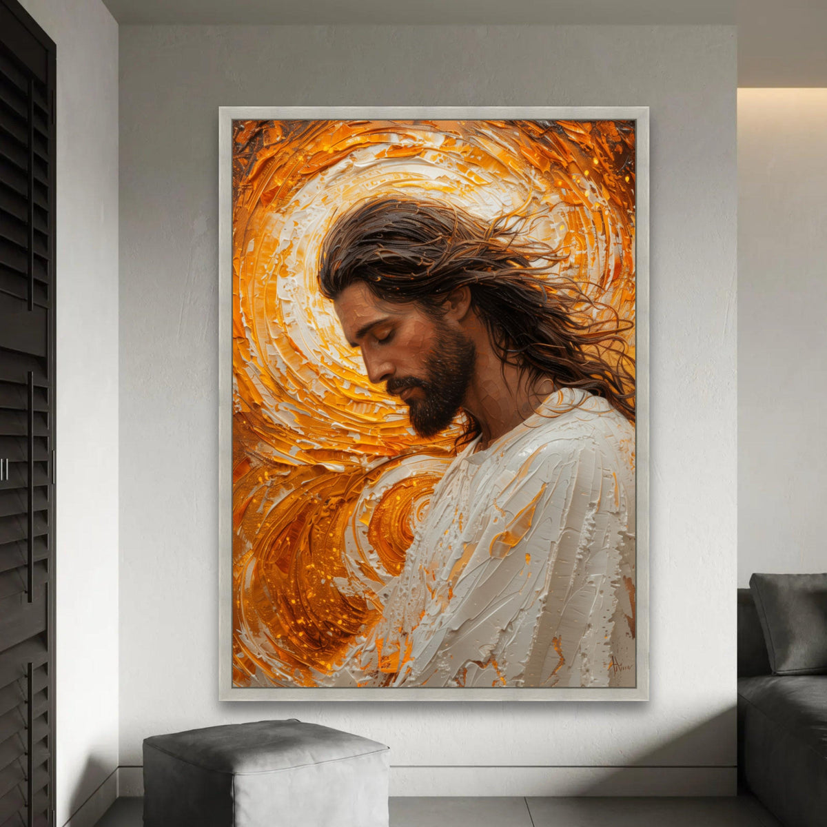 Serene Jesus Portrait Canvas, Spiritual Wall Art, Christian Canvas Decor, Inspirational Religious Painting, Ready Ready To Hang Decoration