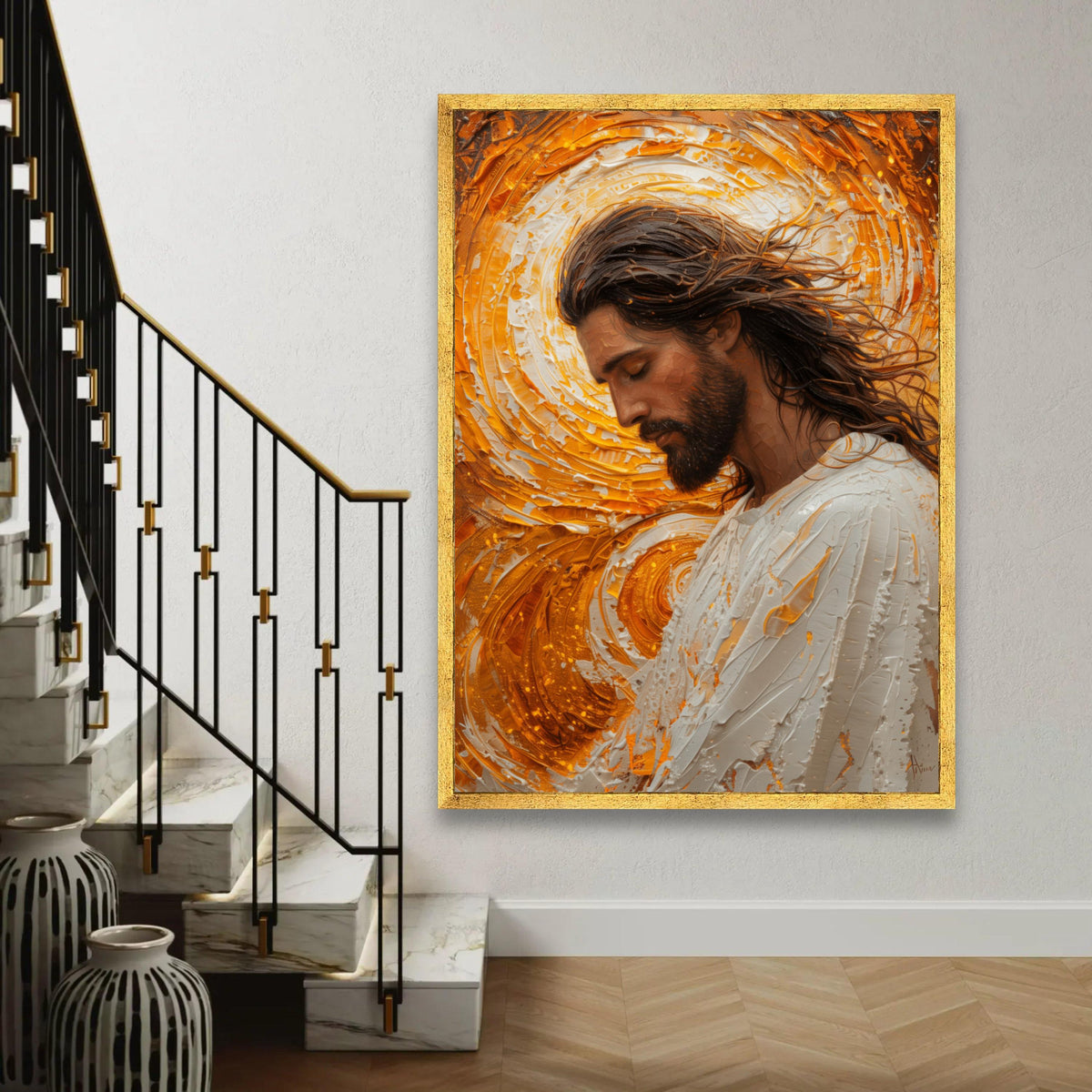 Serene Jesus Portrait Canvas, Spiritual Wall Art, Christian Canvas Decor, Inspirational Religious Painting, Ready Ready To Hang Decoration