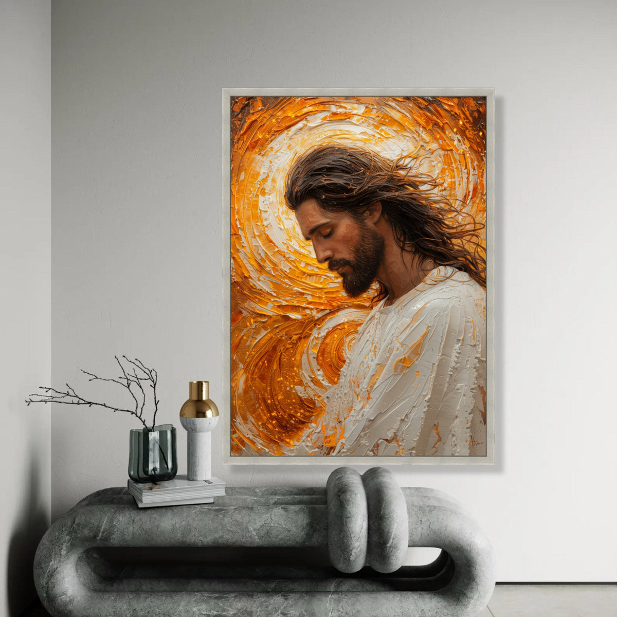 Serene Jesus Portrait Canvas, Spiritual Wall Art, Christian Canvas Decor, Inspirational Religious Painting, Ready Ready To Hang Decoration