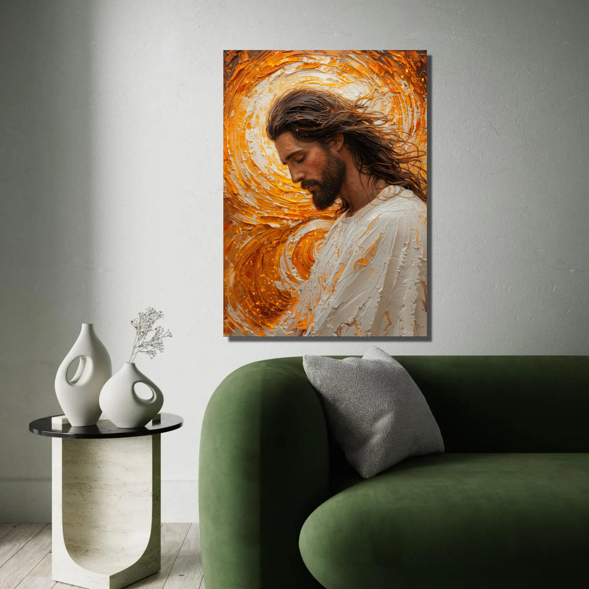 Serene Jesus Portrait Canvas, Spiritual Wall Art, Christian Canvas Decor, Inspirational Religious Painting, Ready Ready To Hang Decoration