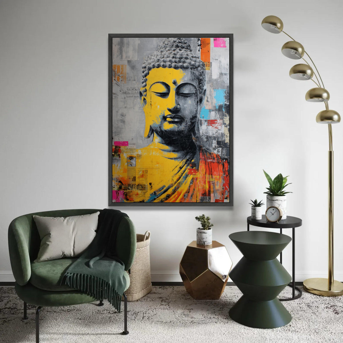 Abstract Buddha Face Canvas Wall Art, Spiritual Meditation Art, Colorful Modern Buddhist Painting, Zen Home Ready To Hang Decoration