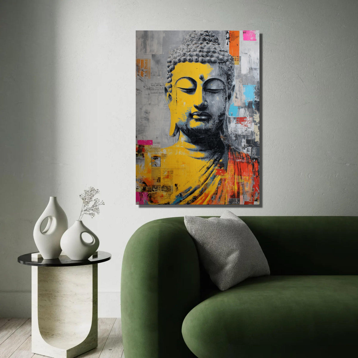Abstract Buddha Face Canvas Wall Art, Spiritual Meditation Art, Colorful Modern Buddhist Painting, Zen Home Ready To Hang Decoration