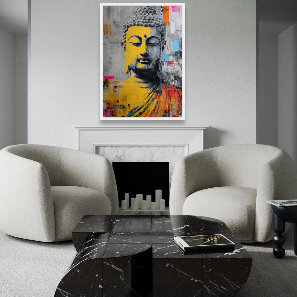 Abstract Buddha Face Canvas Wall Art, Spiritual Meditation Art, Colorful Modern Buddhist Painting, Zen Home Ready To Hang Decoration