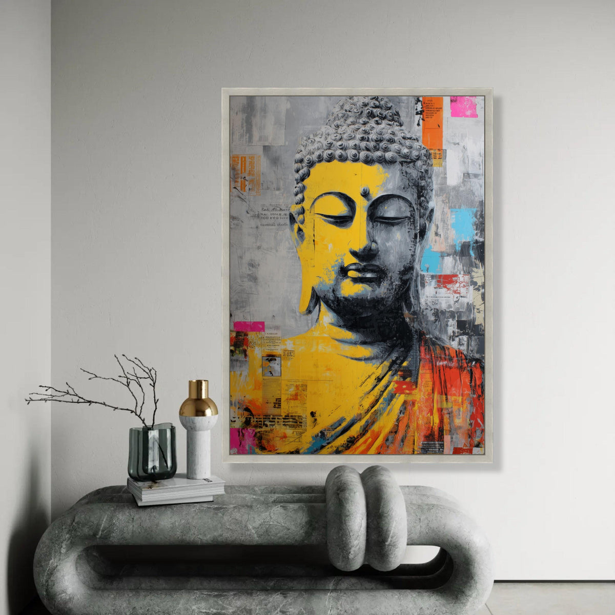 Abstract Buddha Face Canvas Wall Art, Spiritual Meditation Art, Colorful Modern Buddhist Painting, Zen Home Ready To Hang Decoration