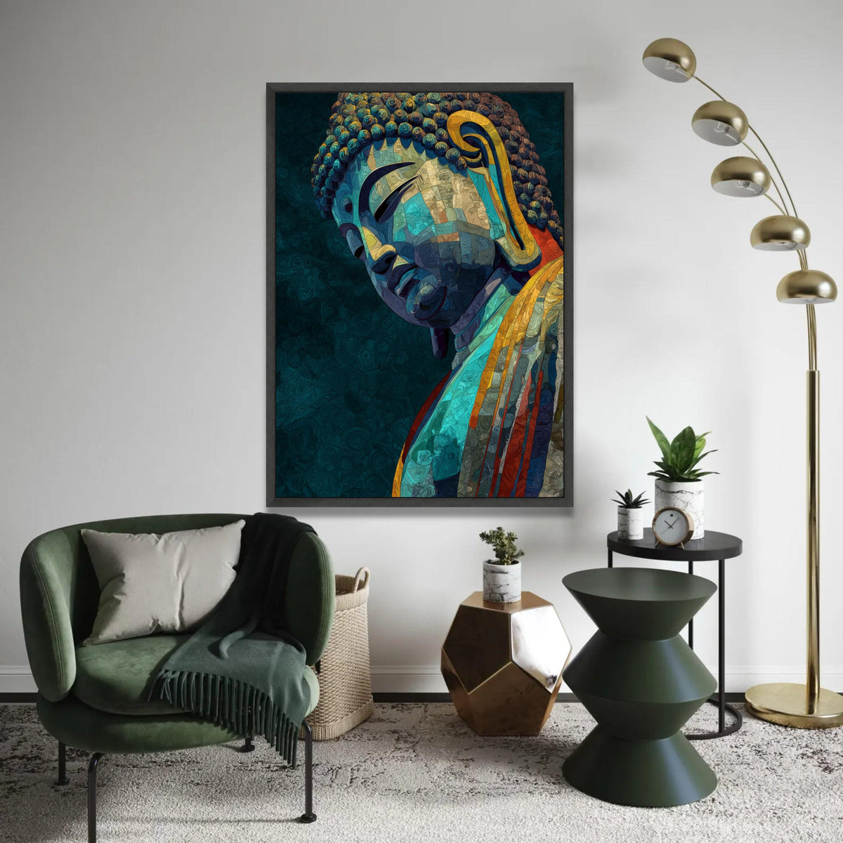Tranquil Buddha Portrait Canvas, Abstract Spiritual Wall Art, Meditation Decor, Colorful Buddha Print, Zen Home Ready To Hang Decoration