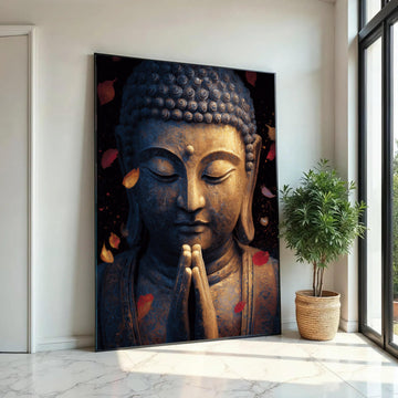 Serene Buddha Statue Canvas Wall Art, Meditation Decor, Spiritual Home Decoration, Zen Buddhist Canvas Print, Ready To Hang Decoration