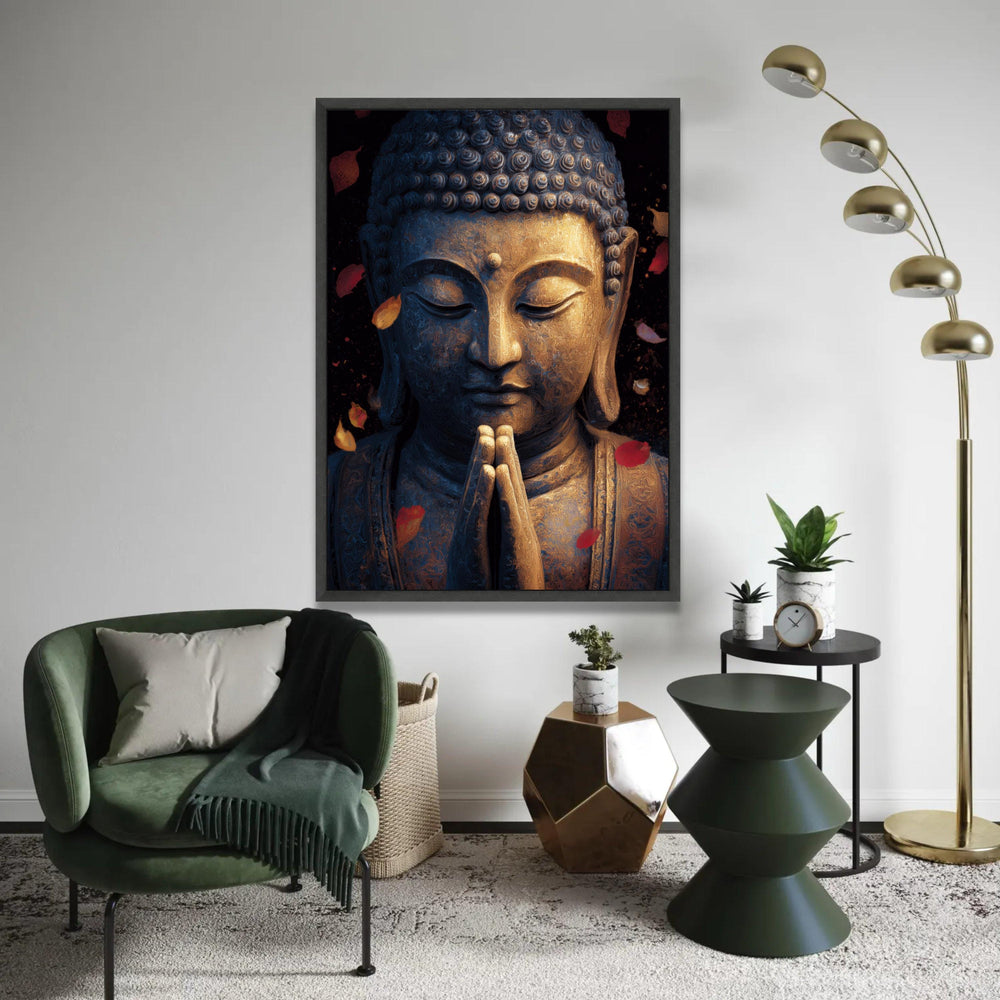 Serene Buddha Statue Canvas Wall Art, Meditation Decor, Spiritual Home Decoration, Zen Buddhist Canvas Print, Ready To Hang Decoration